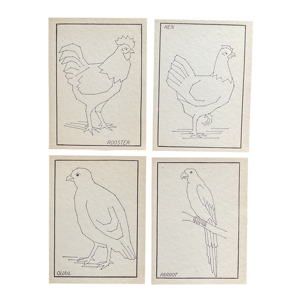 4 Vintage Children’s Animal Sewing Cards A. Flanagan Company