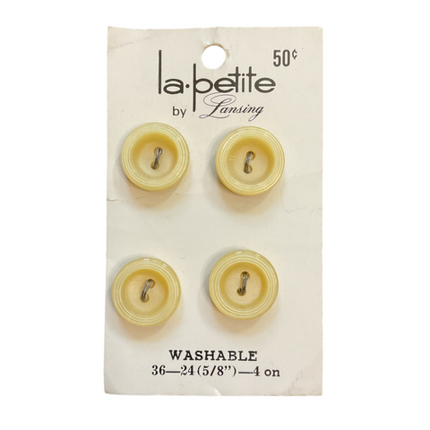 Vintage La Petite 5/8 Beige 2 Hole Buttons 4 on Button Card