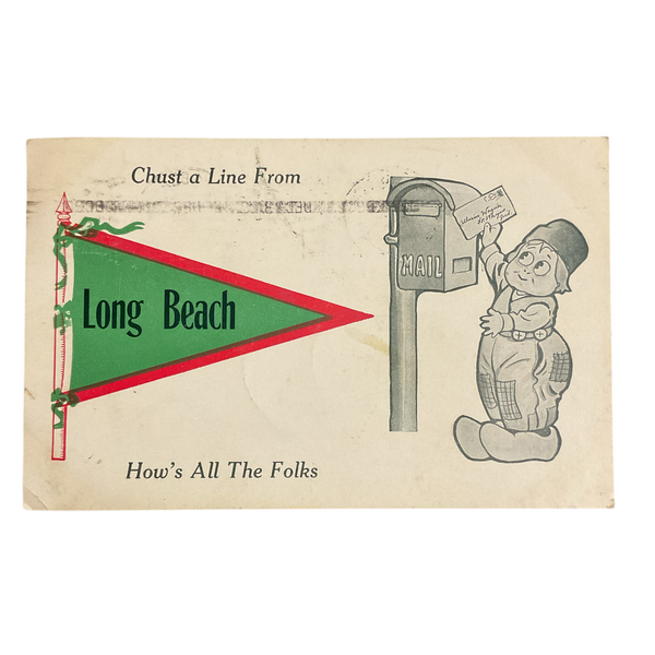 Vintage Long Beach CA Pennant Postcard 1912 Postmark