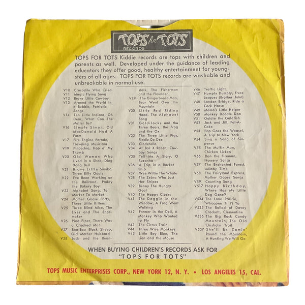 Little Boy Blue Vintage 1950s Vintage Tops for Tots Childrens Record 78 RPM