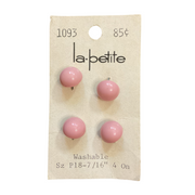 Vintage 1093 La Petite 7/16 Light Pink Plastic Shank Buttons 4 on Button Card