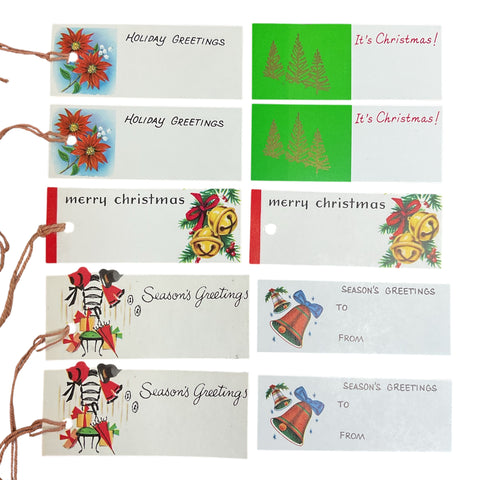 10 Vintage Christmas Stringed Gift Tags Gifts Bells