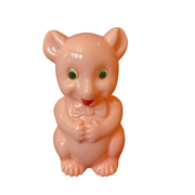 Vintage 1950s Pink Bear Piggy Bank Hard Plastic Coin Bank