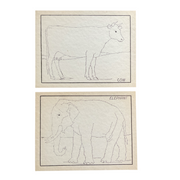 2 Vintage Children’s Sewing Cards Animals A. Flanagan Company
