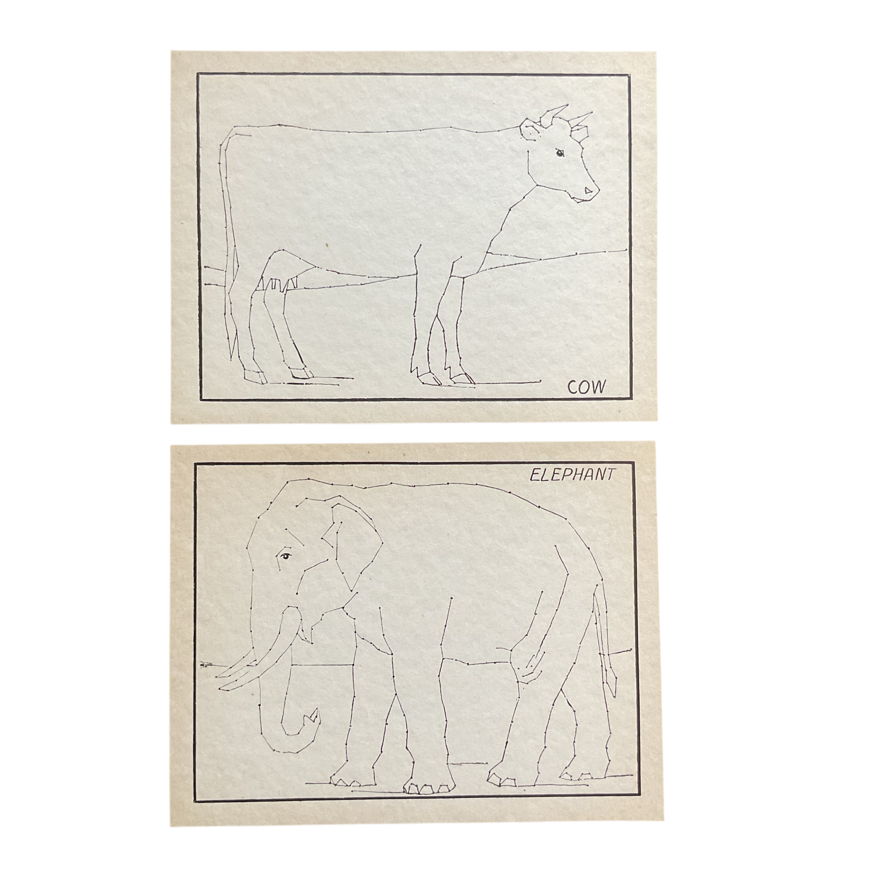 2 Vintage Children’s Sewing Cards Animals A. Flanagan Company