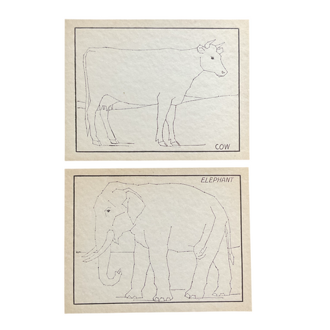 2 Vintage Children’s Sewing Cards Animals A. Flanagan Company