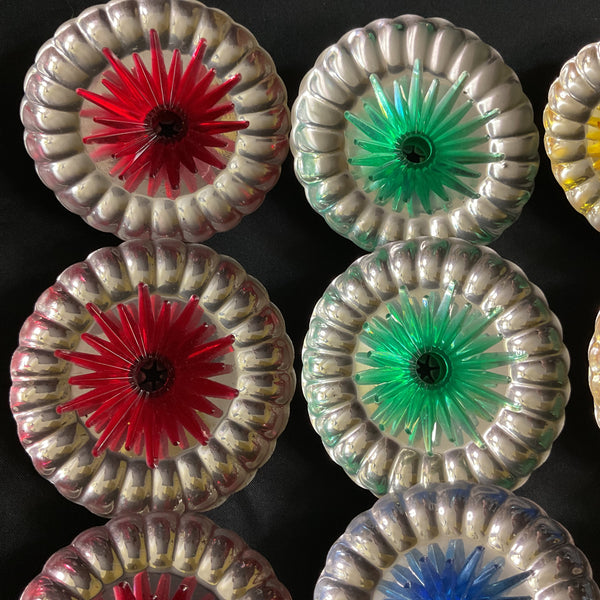 Vintage Atomic Starburst Mid Century Christmas Light Covers Set of 10