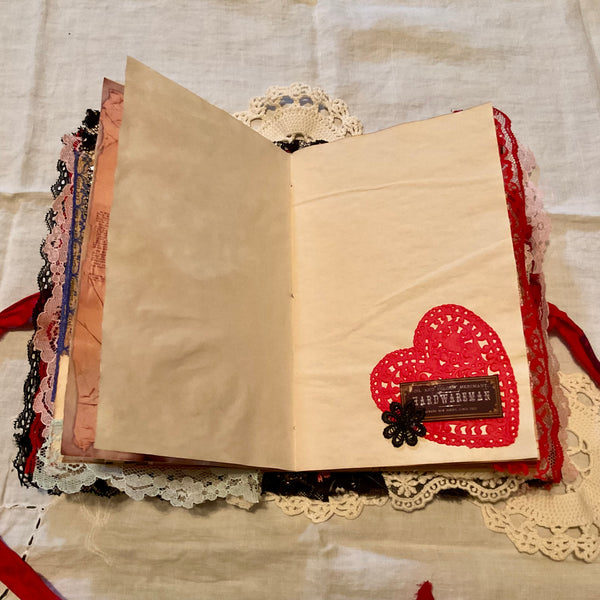 Victorian Junk Journal Handmade Red and Black Themed Tags Pockets OOAK