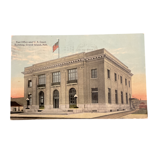 Grand Island Nebraska Postcard Post Office Court Vintage 1910s A-15435