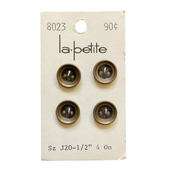 Vintage 3026 La Petite 1/2 Bronze Shiny 4 Hole Buttons 4 on Button Card