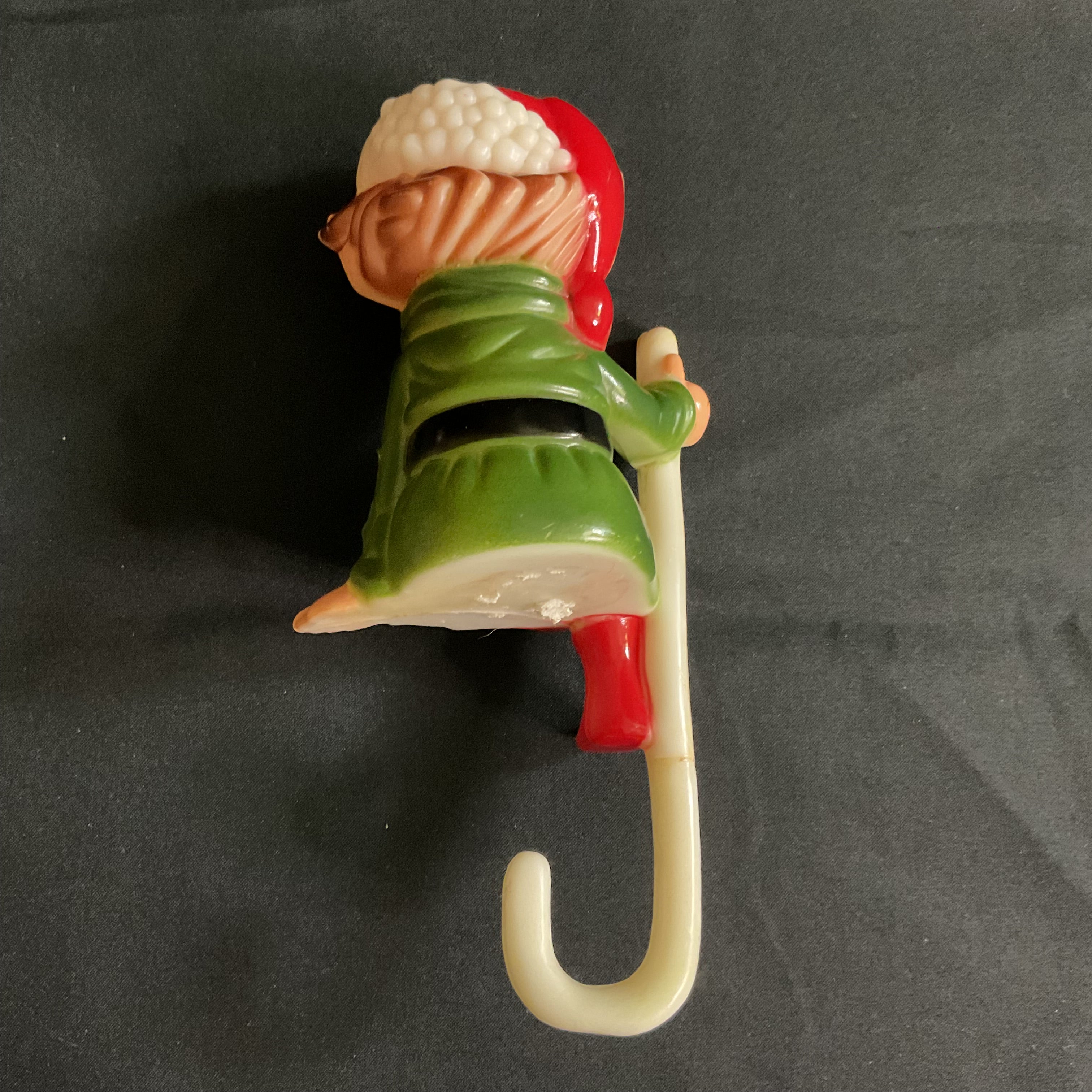 Vintage Sitting Christmas Elf Hard Plastic Stocking Holder