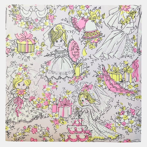Vintage 1970s Wedding Wrapping Paper Sheet Bride Gifts Cake
