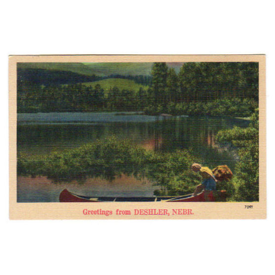 Vintage Greetings from Deshler Nebraska Postcard 7097 Water Scene Unused - Avid Vintage