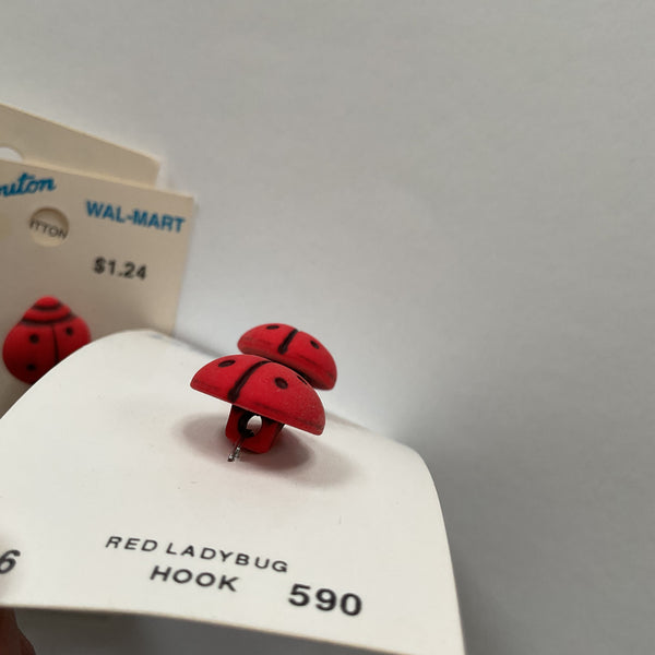 Le Bouton Novelty Lady Bug Buttons on Cards Lot of 6