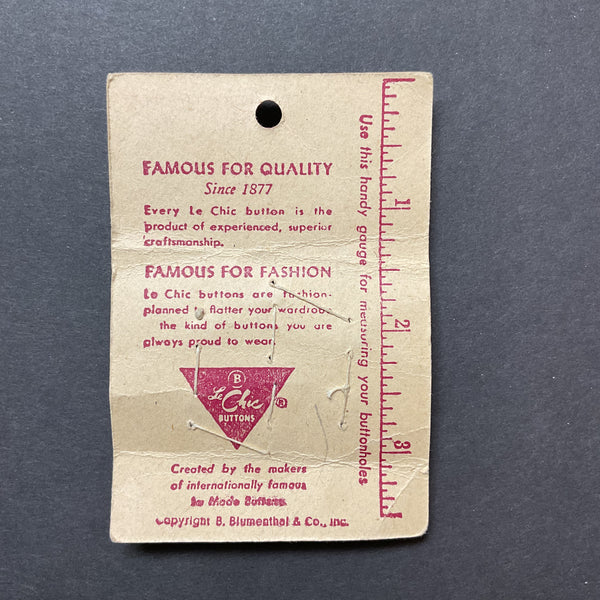 Vintage Le Chic Imported Crystal Buttons 7 on Original Card