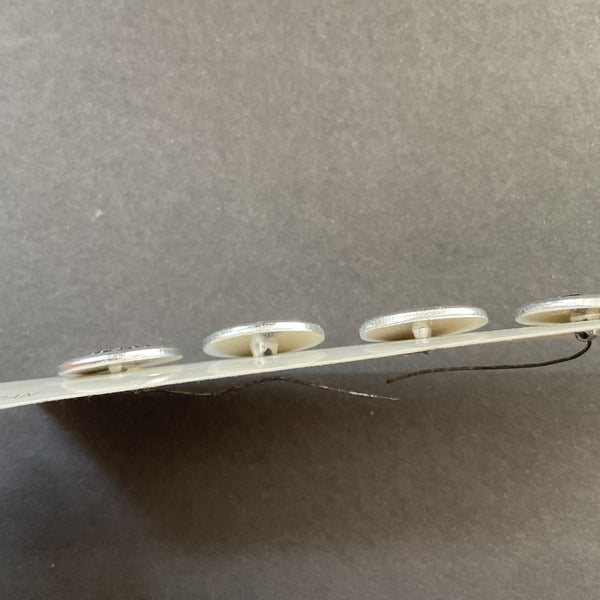 Vintage Le Chic 4 Silver Tone Shank Buttons 3/4 on Card No 286