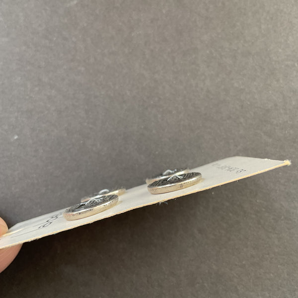 8 Vintage La Petite 7565 Silver Buttons 5/8 on Card