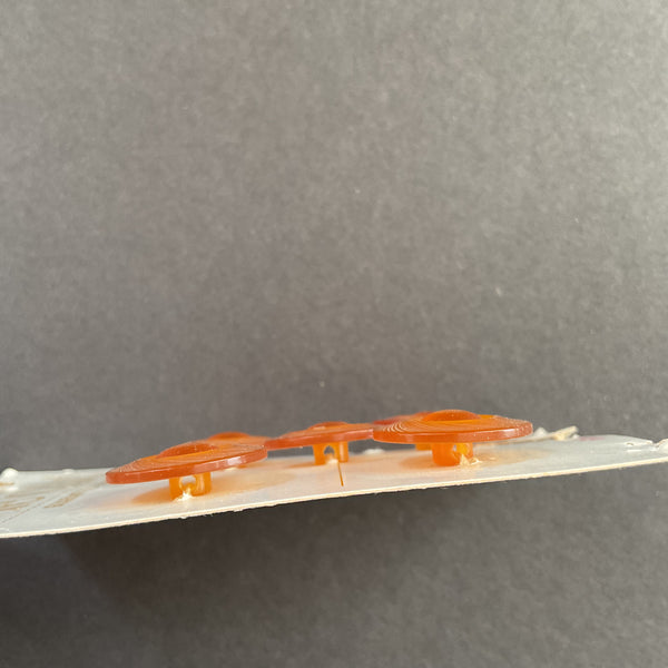 Le Chic Light Orange 5 Vintage Plastic Buttons on Card