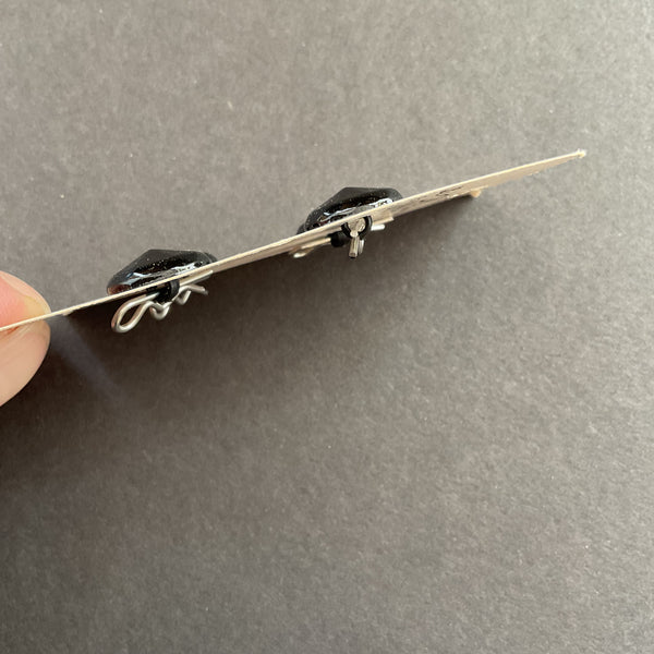 Vintage Shank Buttons Le Chic 464 Faceted Black 5/8 on Card 4 Count