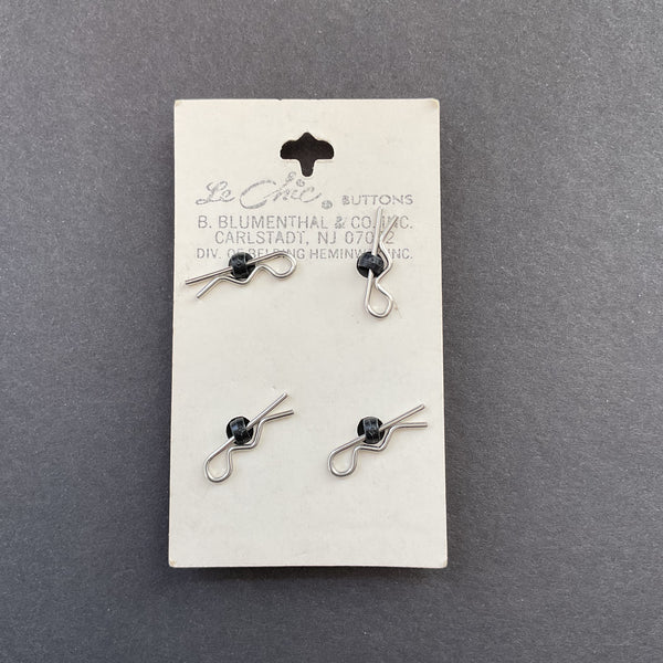 Vintage Shank Buttons Le Chic 464 Faceted Black 5/8 on Card 4 Count