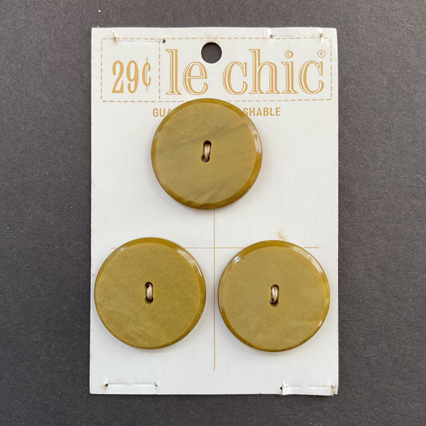 Vintage Le Chic Gold Two Hole Buttons on Card