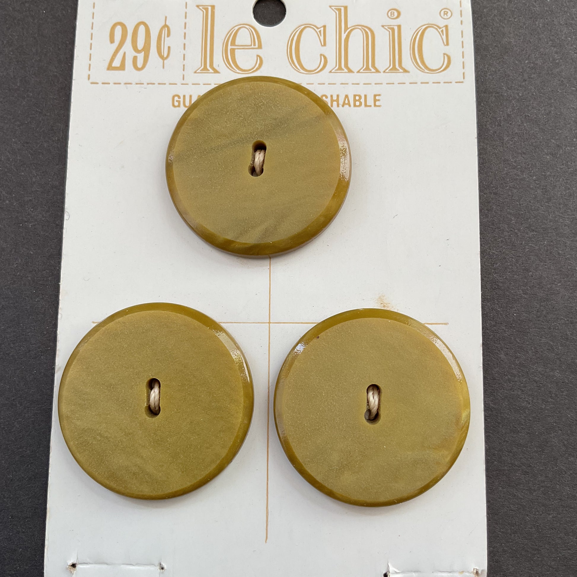 Vintage Le Chic Gold Two Hole Buttons on Card - Avid Vintage