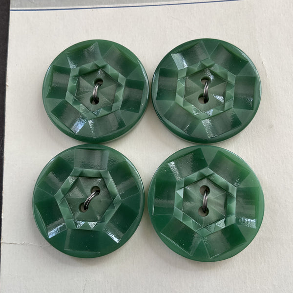 Vintage Buttons 2 Hole Green 7/8 Ultra Kraft 4 on Card