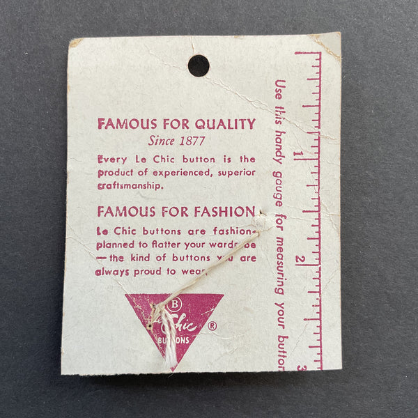 Vintage Le Chic Black Rhinestone Shank Buttons 2 on Card