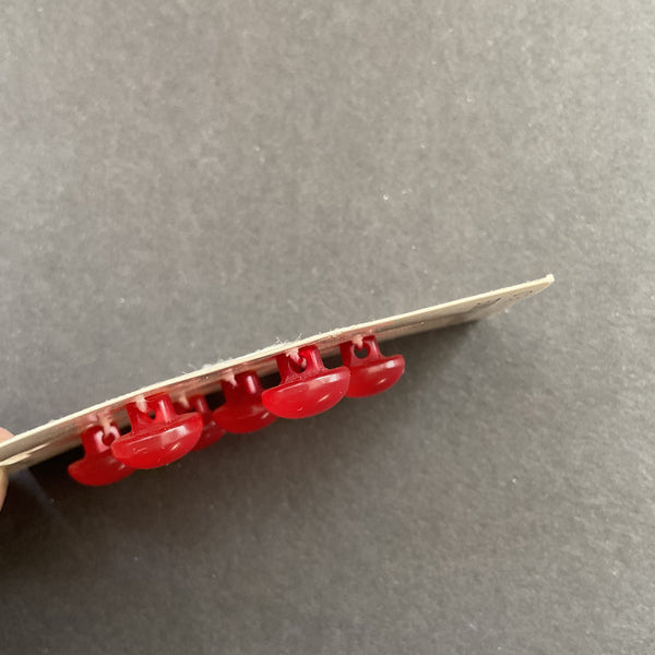 Vintage Light Red Le Chic Plastic Shank Buttons on Card