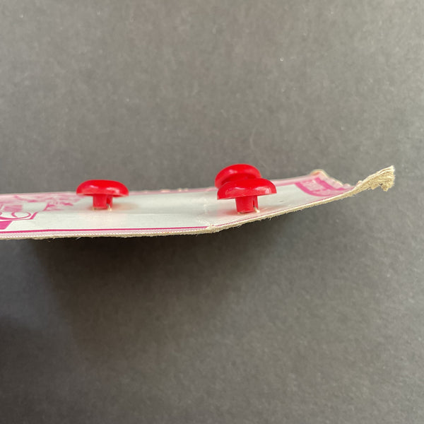 Vintage Elegant Plastic Shank Buttons Red and Pink 3 on Card