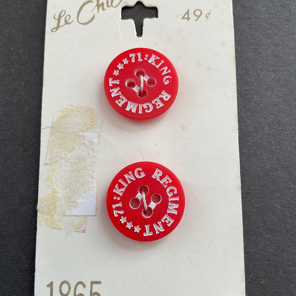 Le Chic 71 King Regiment Red Plastic 4 Hole Buttons 1865