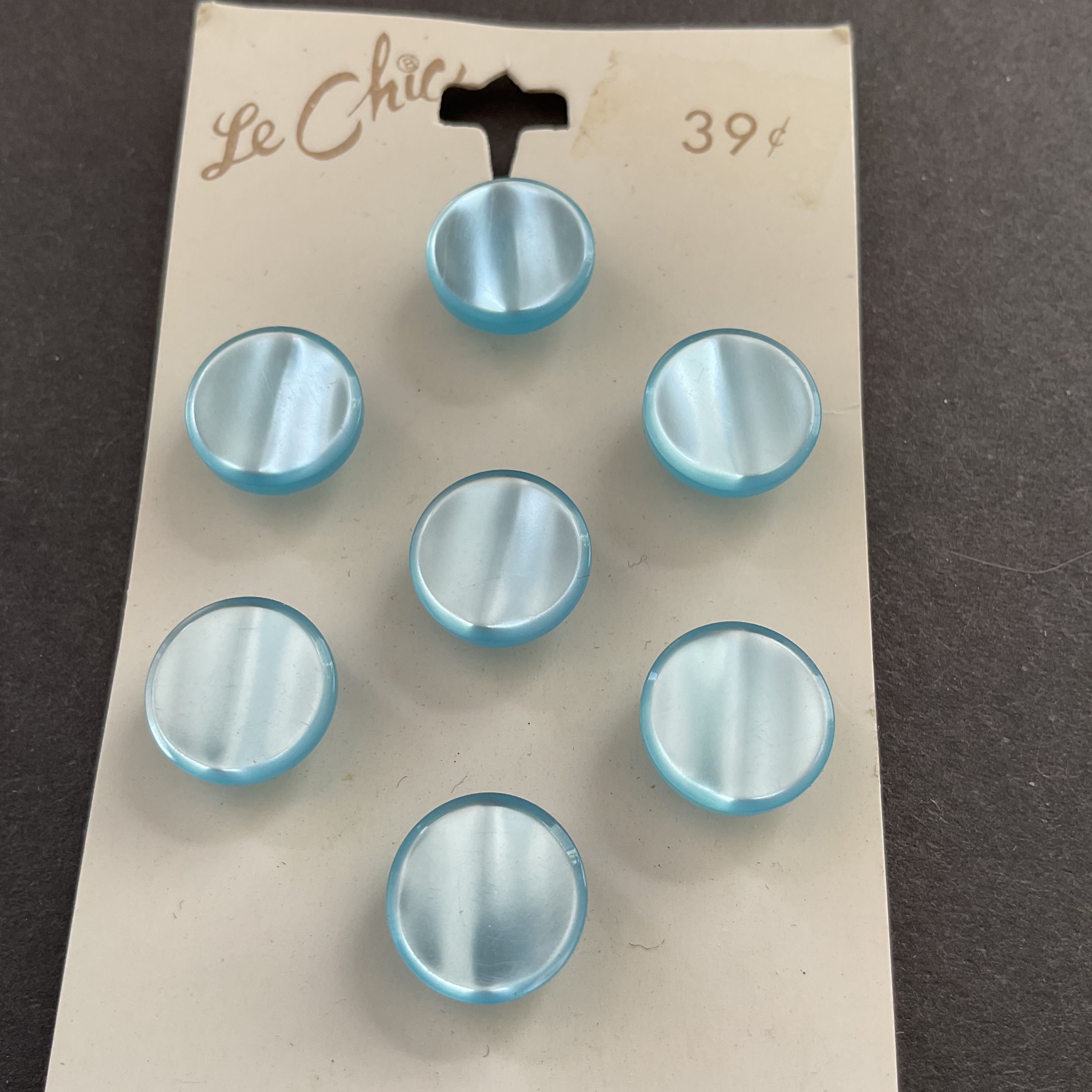 Vintage Le Chic 7/16 Light Blue Shank Plastic Buttons 7 on Card - Avid Vintage