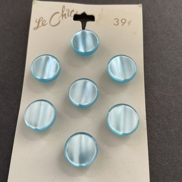 Vintage Le Chic 7/16 Light Blue Shank Plastic Buttons 7 on Card