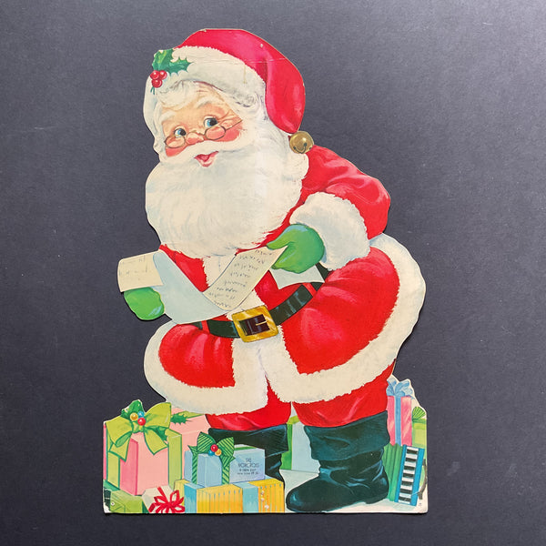 Vintage 1970s Die Cut Christmas Santa Norcross Paper Decoration