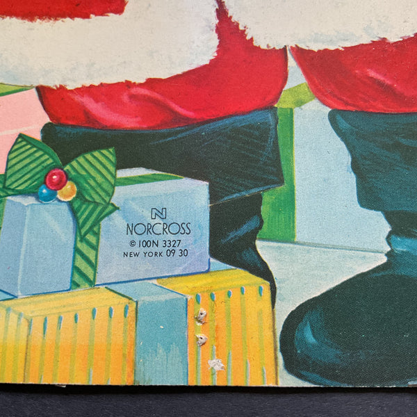 Vintage 1970s Die Cut Christmas Santa Norcross Paper Decoration