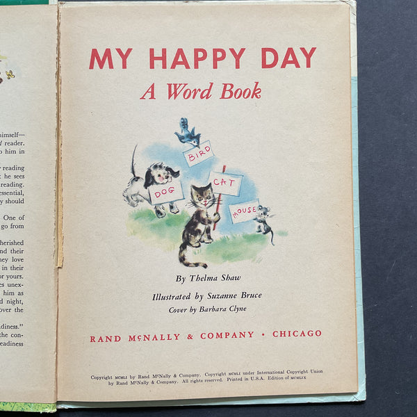 My Happy Day Word Book 1951 Rand McNally Elf Children’s
