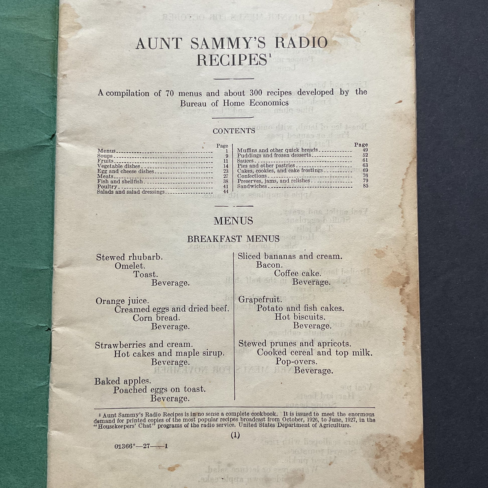 Aunt Sammy’s Radio Recipes 1927 Cookbook Recipe Book - Avid Vintage