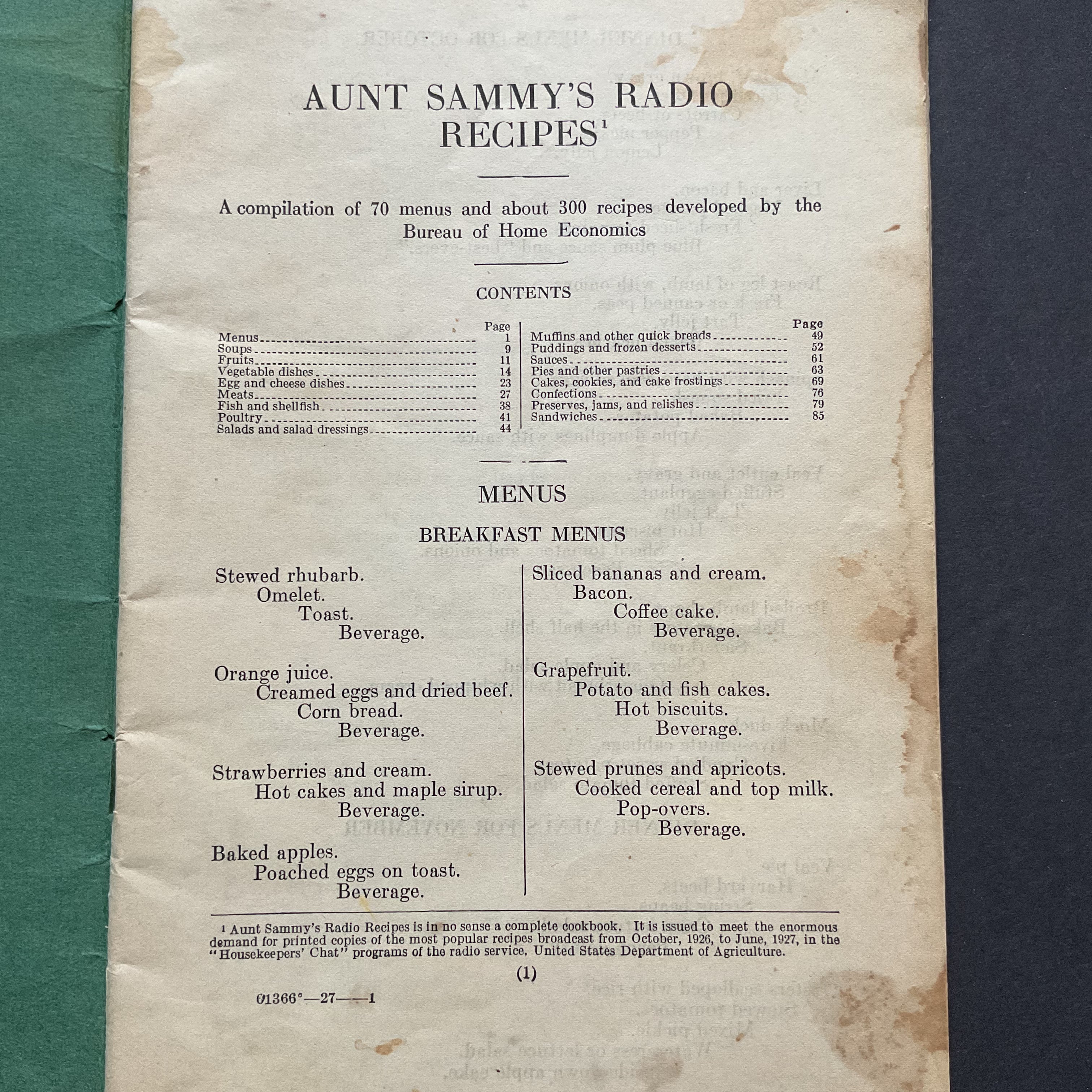 Aunt Sammy’s Radio Recipes 1927 Cookbook Recipe Book - Avid Vintage