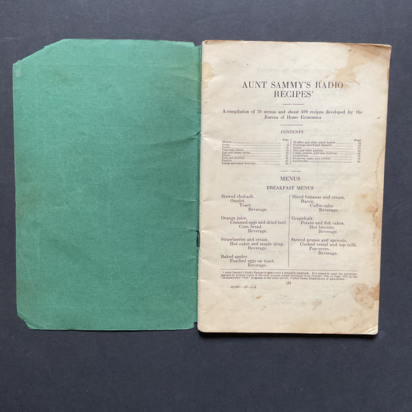 Aunt Sammy’s Radio Recipes 1927 Cookbook Recipe Book