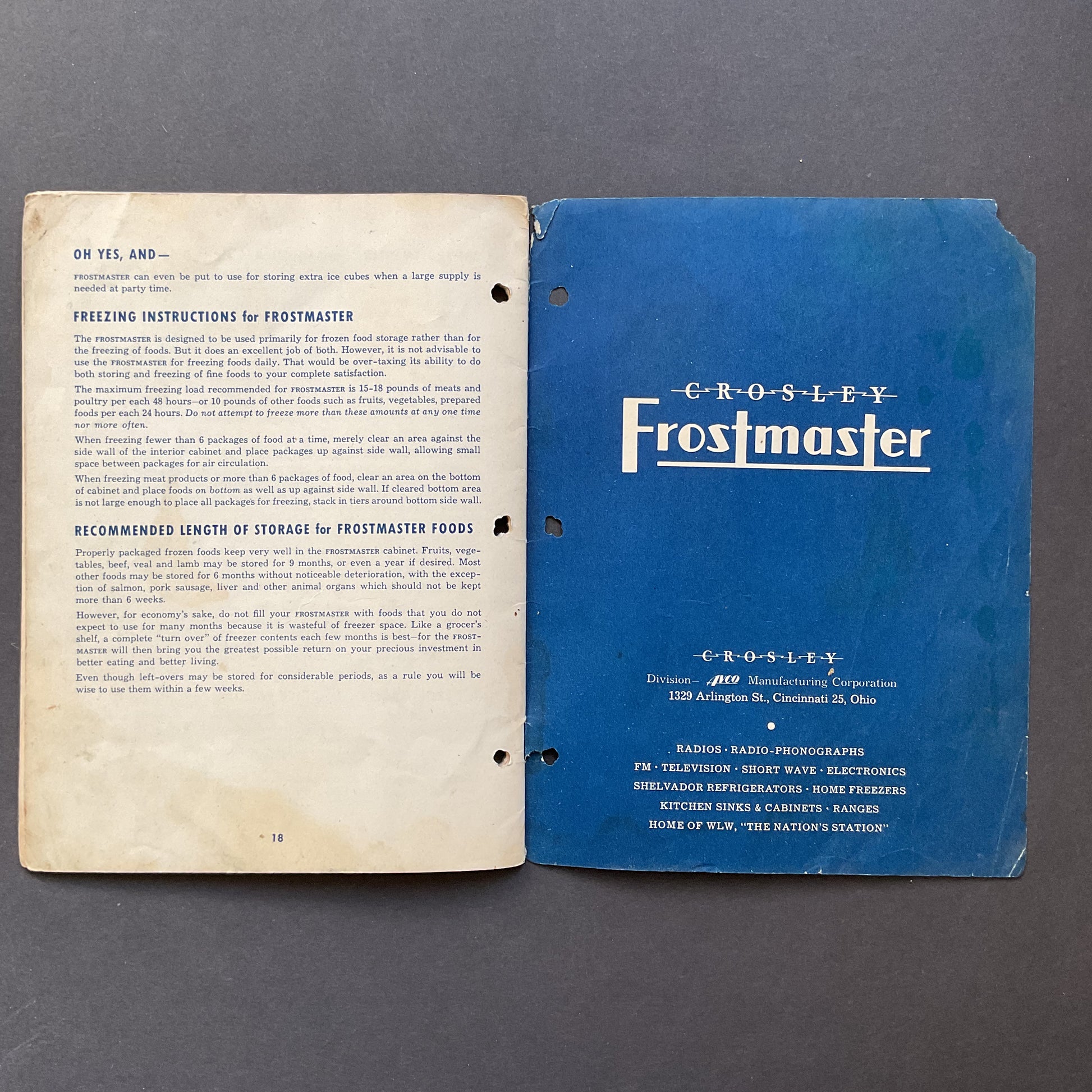 Vintage Crosley Frostmaster Deep Freeze 1947 Instruction Book - Avid Vintage