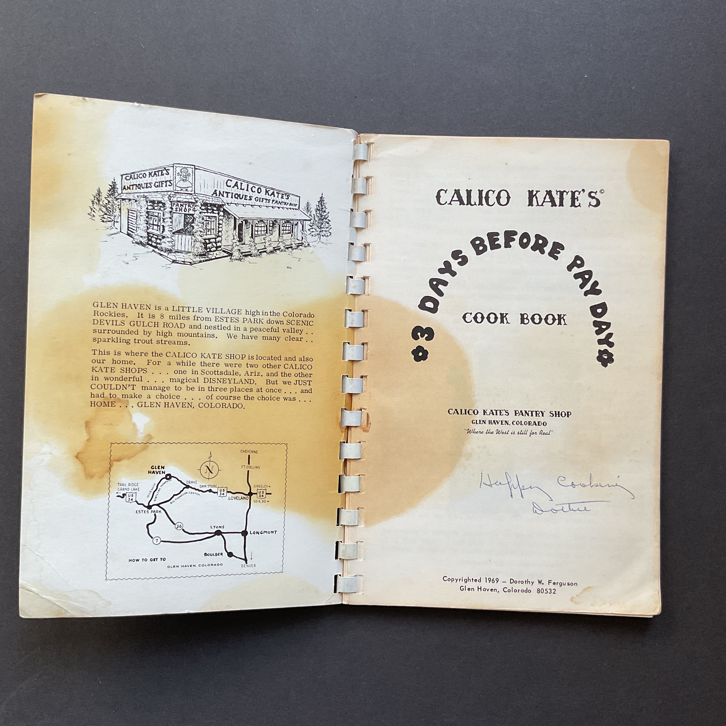 Vintage Recipe Book 1969 Calico Kate’s Cookbook Glen Haven Colorado