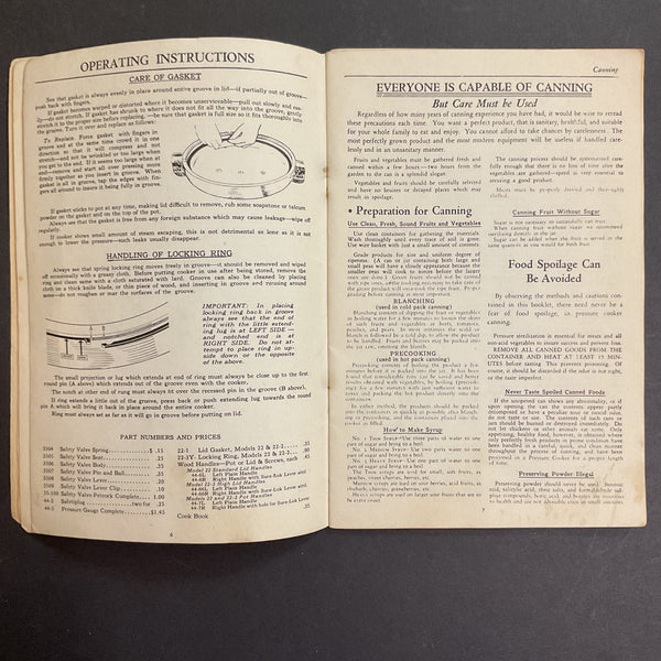 Vintage 1930s Cookbook Health Pressure Cooker Instructions Recipe Book