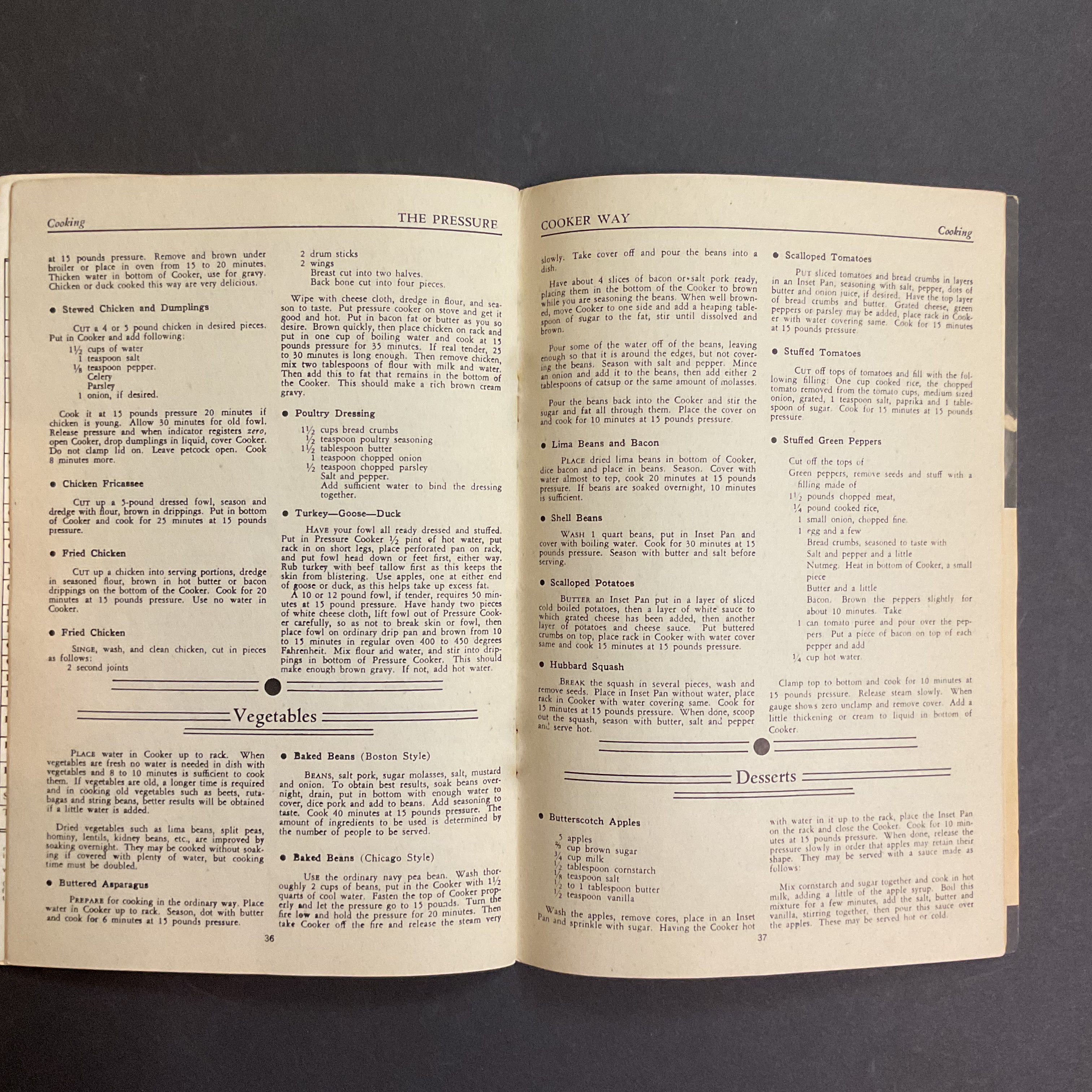 Vintage 1930s Cookbook Health Pressure Cooker Instructions Recipe Book