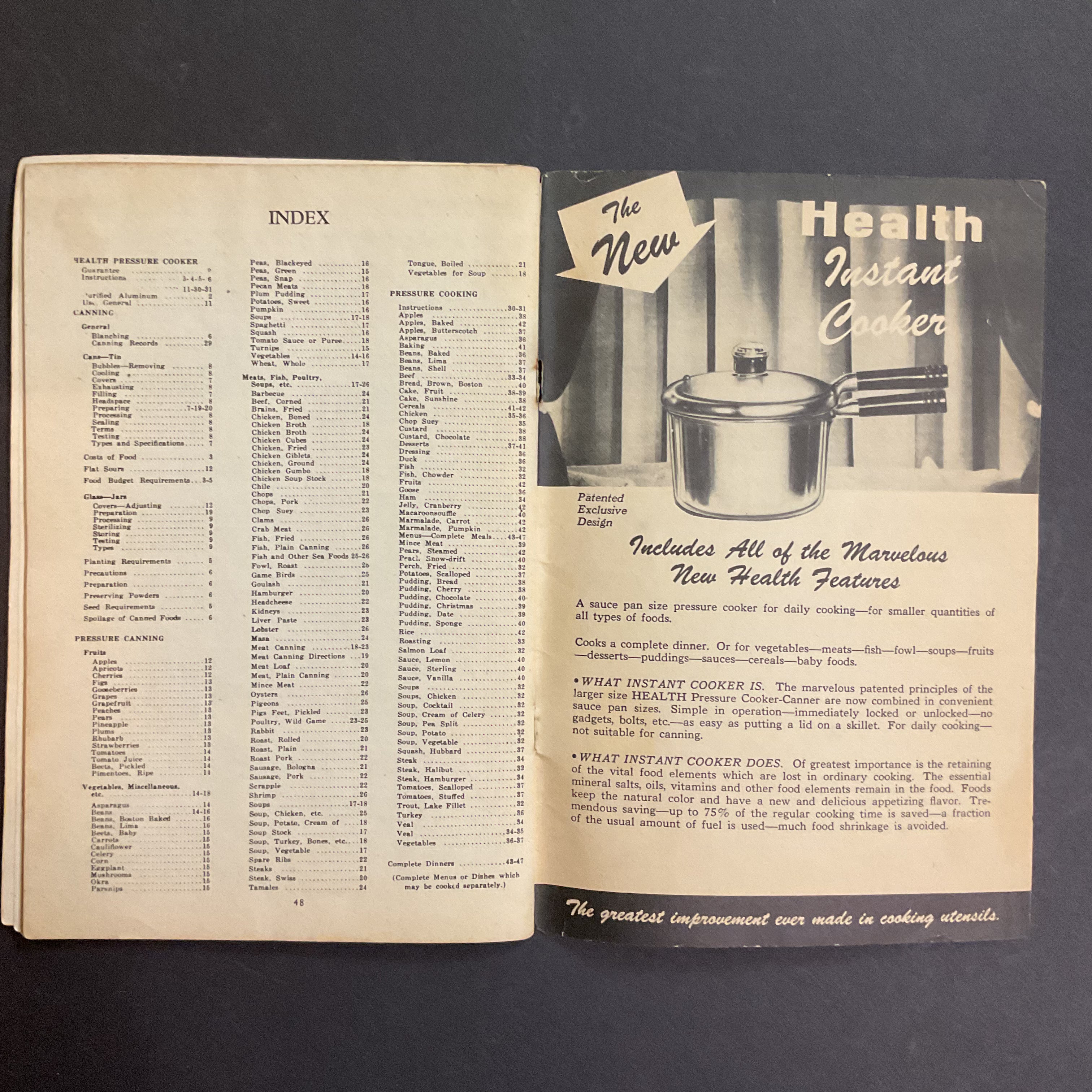 Vintage 1930s Cookbook Health Pressure Cooker Instructions Recipe Book