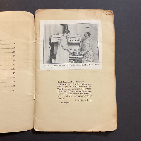 Vintage 1920s Cookbook KMA Radio Recipes Shenandoah Iowa