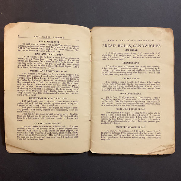 Vintage 1920s Cookbook KMA Radio Recipes Shenandoah Iowa