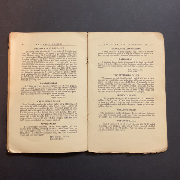 Vintage 1920s Cookbook KMA Radio Recipes Shenandoah Iowa