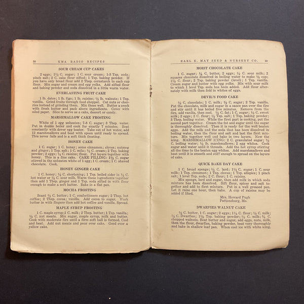 Vintage 1920s Cookbook KMA Radio Recipes Shenandoah Iowa