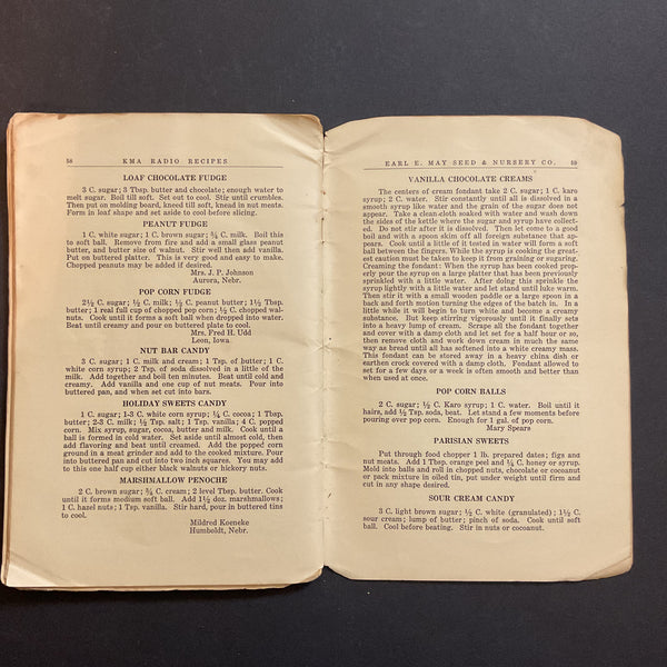 Vintage 1920s Cookbook KMA Radio Recipes Shenandoah Iowa