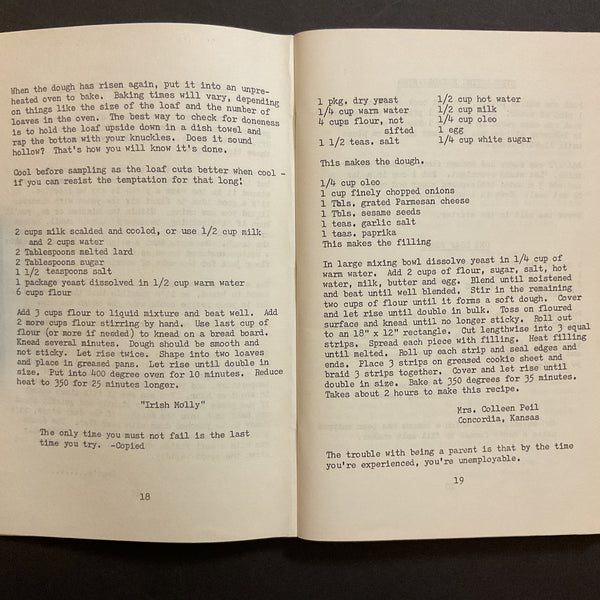 KNCK Bicentennial Cookbook Concordia Kansas Recipe Book